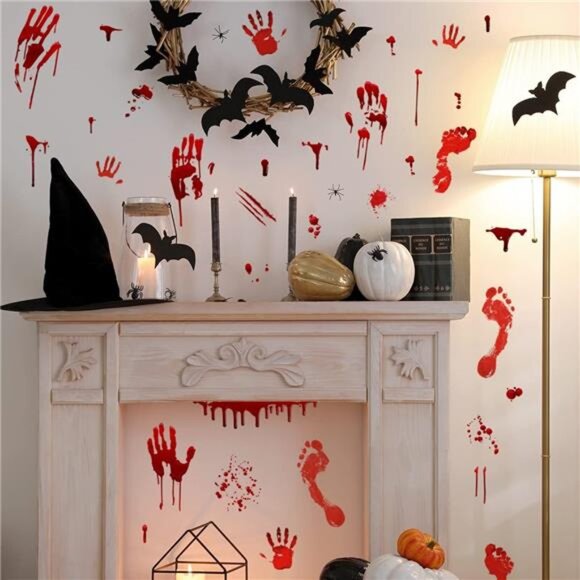 Halloween Bloody Handprint and Footprint Window Stickers - Wall Stickers - Picture 5 of 8